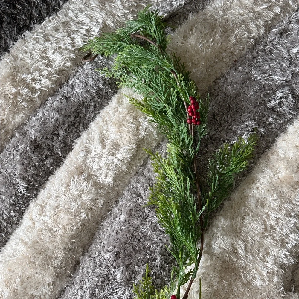Festive Pine Garland with Red Berries